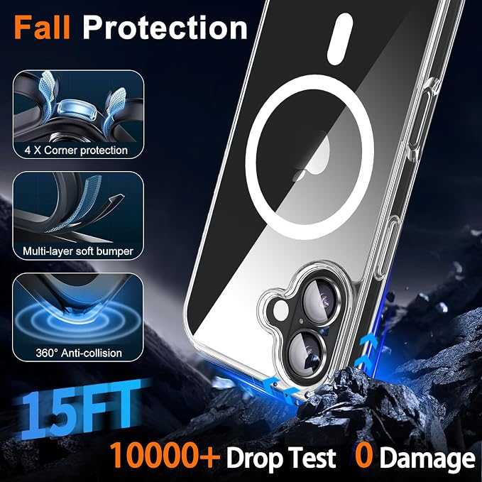 for iPhone 17 Case Clear with Privacy Screen Protector | Magnetic, Compatible with MagSafe, Shockproof Slim Phone Cover for iPhone 17, Transparent - Image 6