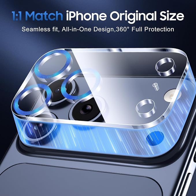 UniqueMe 3 Pack for iPhone 17 Pro Camera Lens Protector - Dark Blue | Drop Protection, Case Friendly, 9H Tempered Glass, Camera Cover Screen, Update New Version - Image 5