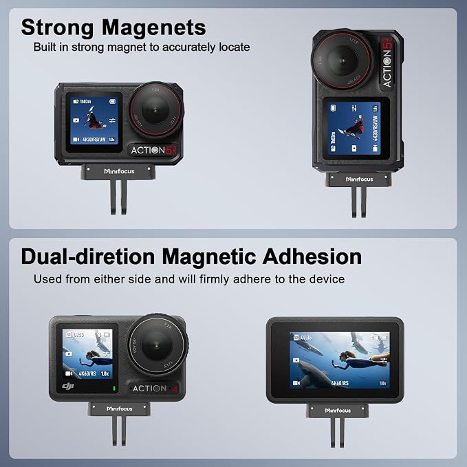 MINIFOCUS Magnetic Quick Release Adapter Mount for DJI Osmo Action 5 Pro, Extension Base Bracket with Dual-Claws for DJI Osmo Action 4/Action 3/Osmo 360 Accessories - Image 6