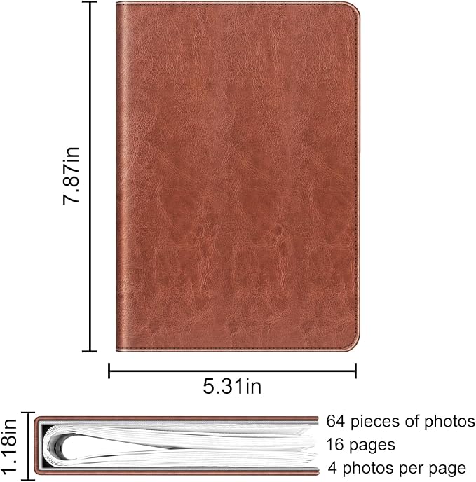Fintie Photo Album for 3.5x4.25 Inch Polaroid Films, 64 Pockets | For Fujifilm Instax Wide Films, Polaroid Now+, Flip I-Type 600 Sx-70 Photos, Small Wallet Album, Memory Book, Chestnut Brown - Image 6