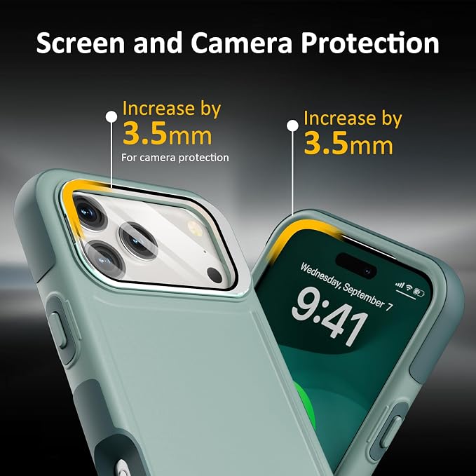 Follaroma Magnetic for iPhone 17 Pro Max Case with Camera Cover Stand,Green | Built-in Glass Camera Cover Stand,Compatible with MagSafe,Heavy Duty Shockproof Protective,Military-Grade Anti-DropDual Case - Image 7