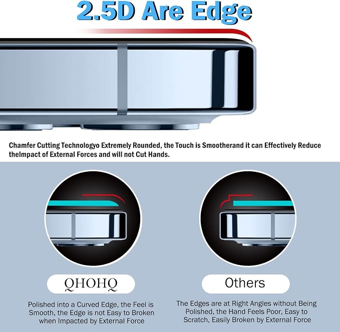 QHOHQ 3 Pack Screen Protector for iPhone 14 / iPhone 13 [6.1 Inch] with 3 Pack Tempered Glass Camera Lens Protector, Ultra HD, 9H Hardness,Case Friendly - Image 3