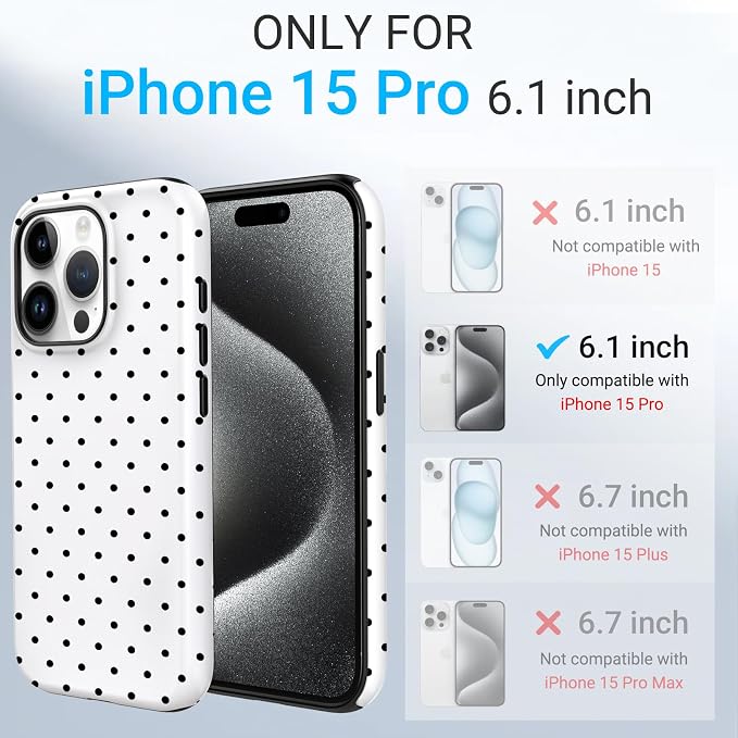 TPU Phone Case for iPhone 15 Pro, MagSafe Wireless Charging Compatible, Shockproof Slim Fit Protective Cover with Anti-Yellowing & Raised Camera Protection (Polka dot 8, iPhone 15 Pro) - Image 2