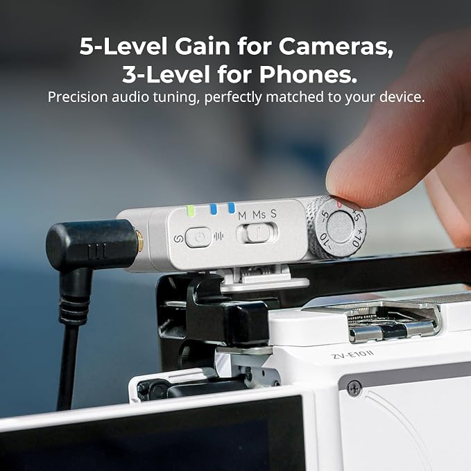 SmallRig Wireless Mic S70 (2 TX + 2 RX + Charging Case), USB-C and 3.5mm Jack Compact Wireless Microphone for Android Phone/Action Camera, 48h Use, Noise Reduction Record for Vlog (White) - Image 6