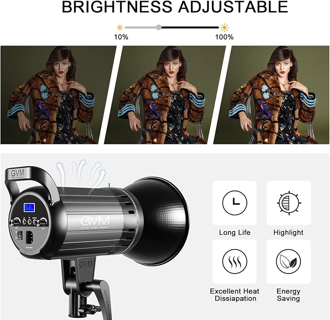 GVM 100W Bi-Color LED Video Light, Photography Lighting with Bowens Mount, APP Control System, Lantern Softbox Video Lighting Kit for YouTube Outdoor Studio, Dimmable 3200K-5600K, CRI 97+ - Image 4