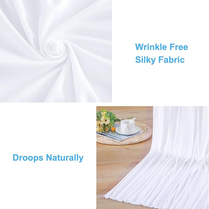 10x12 White Backdrop Curtains for Wedding Party Wrinkle Free Backdrops Curtain Drapes Fabric Decorations Photo Back Drop Cloth for Baby Shower Photography Stage Reception 5ft x 12ft,2 Panels - Image 5