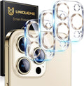 UniqueMe for 3 Pack iPhone 15 Pro/15 Pro Max Camera Lens Protector-Gold | Drop Protection, Case Friendly, 9H Tempered Glass, Camera Cover Screen, 2023 New Version by UniqueMe