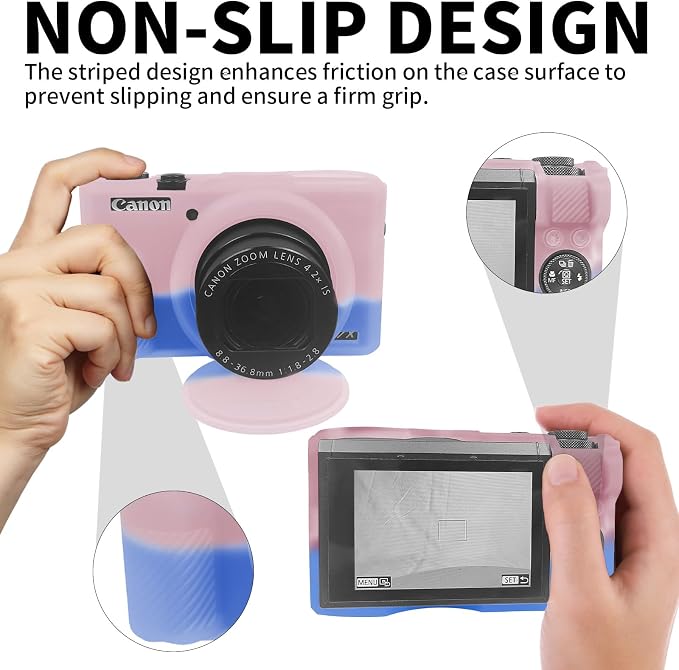 Easy Hood Camera Case Cover for Canon Powershot G7X Mark III (Pink Blue) | With Removable Lens Cover,Soft Silicone Protective Case,Anti-Scratch,Slim Fit,Enhanced Grip,Lightweight Camera Accessories - Image 2