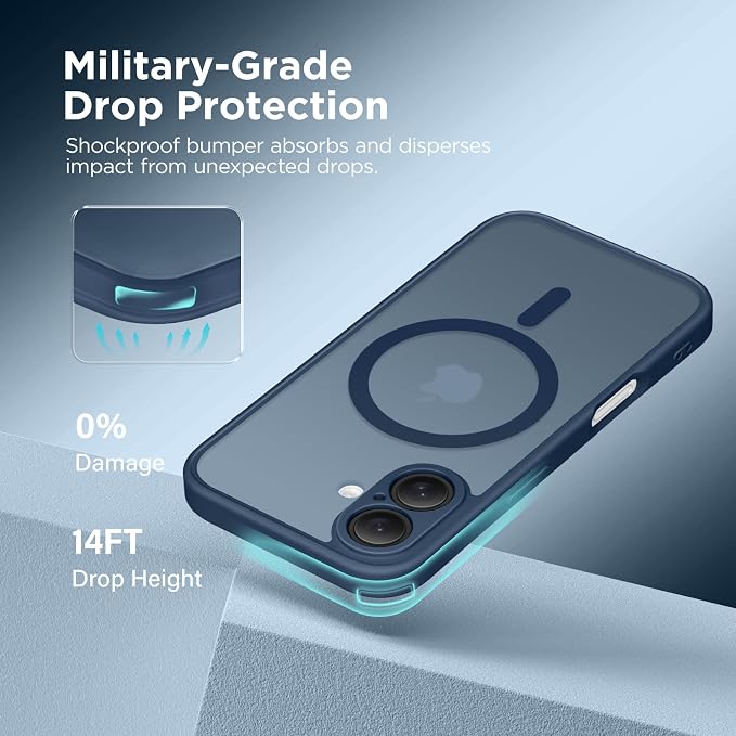 CAPRARO for iPhone 16 Case, Compatible with MagSafe Ocean Blue | Upgraded [Full Camera Protection] Protective Translucent Matte Women Girl Magnetic Phone Case Cover, Ocean Blue - Image 5