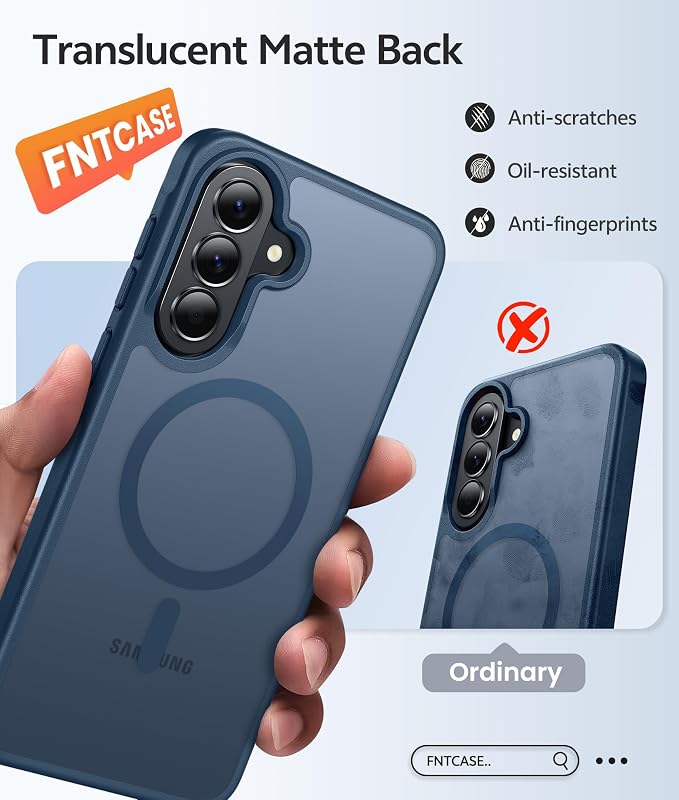 FNTCASE for Galaxy A37/A36 5G Phone Case, Fit for Magsafe, Screen Protector | Translucent Matte Magnetic Back, 14FT Military Grade Drop Protection, Shockproof Protective, for Samsung A37 Cover, Blue - Image 6