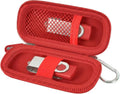 USB Flash Drive Case, SD Card/Thumb Drive/Memory Cards Holder, Bag Only | SDXC/SDHC Storage, Electronic Accessories Organizer for SanDisk / for Samsung, for Students/IT/Office/School/Travel, Red by ALKOO