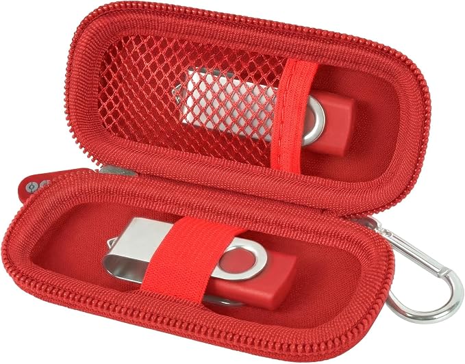 USB Flash Drive Case, SD Card/Thumb Drive/Memory Cards Holder, Bag Only | SDXC/SDHC Storage, Electronic Accessories Organizer for SanDisk / for Samsung, for Students/IT/Office/School/Travel, Red by ALKOO