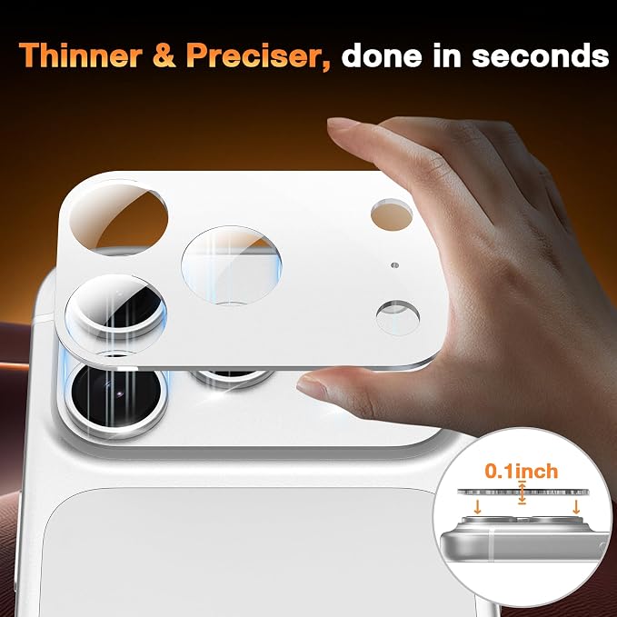 YWXTW [0 Bubbles for iPhone 17 Pro Camera Lens Protector, Full Coverage Tempered Glass Lens Screen Protector for iPhone 17 Pro Accessories, Case Friendly, HD Clear, 3 Pack (Silver) - Image 6