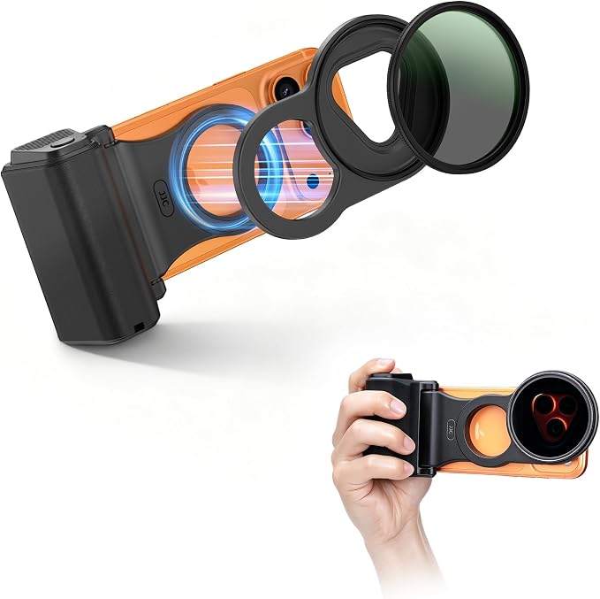 JJC 67mm CPL Polarizing Filter for iPhone with Magnetic Phone Camera Grip | Compatible with iPhone Air 17 16 15 14 Pro Max Series, Remote Control, 1/4" Tripod Screw, for Vlogging Video Recording by JJC