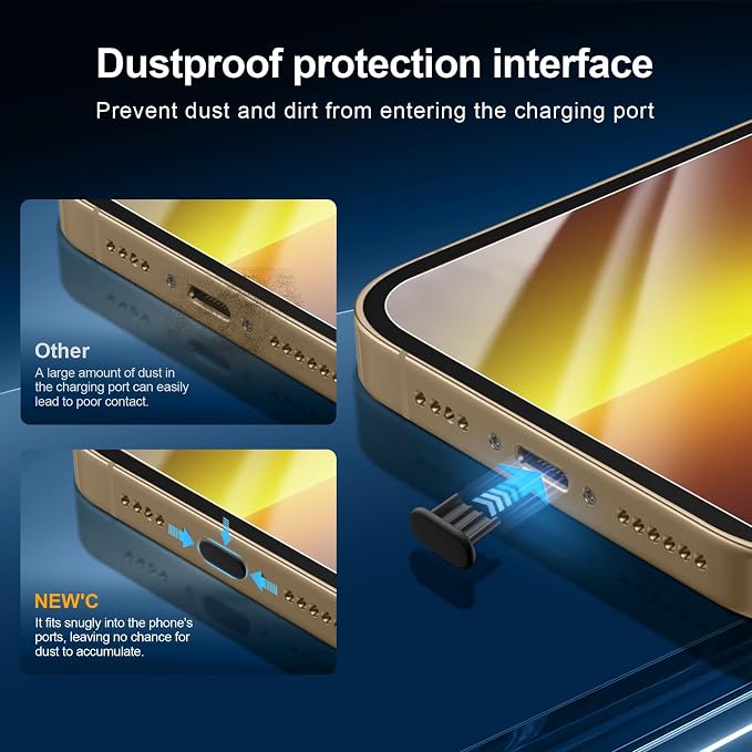 NEW'C 3x for iPhone 13 Pro Max Screen Protector (6.7 inches)+ 3x Camera Lens Protector, Sensor Protection + Dust Plug - Case Friendly Tempered Glass Film, Ultra Resistant - Image 6