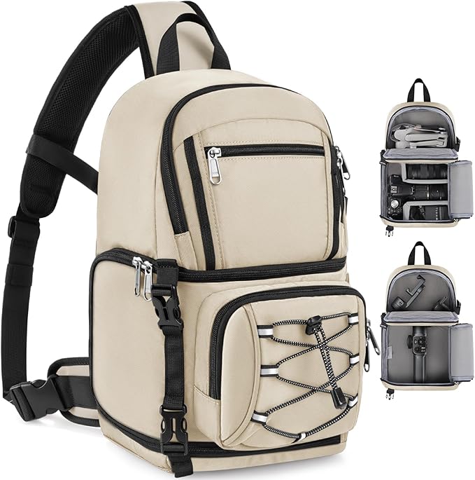 RAINSMORE Camera Sling Bag, Small Dslr/Mirrorless Camera Bag & Case | Waterproof Camera Bags for Photographers, with Removable Padded Insert & Tripod Holder, Compatible with Canon/Nikon/Sony/Fuji - Image 8