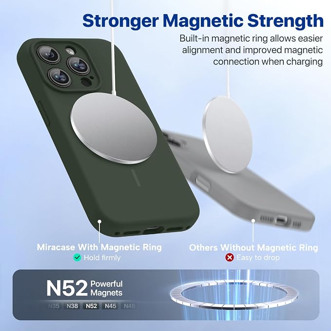 Miracase Magnetic for iPhone 15 Pro Case, Silicone, Soft Microfiber Lining - Image 5