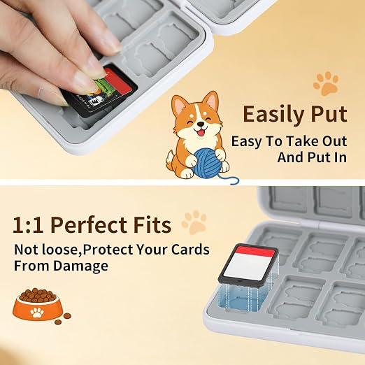 PERFECTSIGHT Switch Game Card Case for Nintendo Switch 2/ Lite / OLED, Switch 2 Game Holder Cartridge Case for 24 Game Cards and 48 SD Cards, Cute Kawaii Portable Compact Storage Box, Dog - Image 3