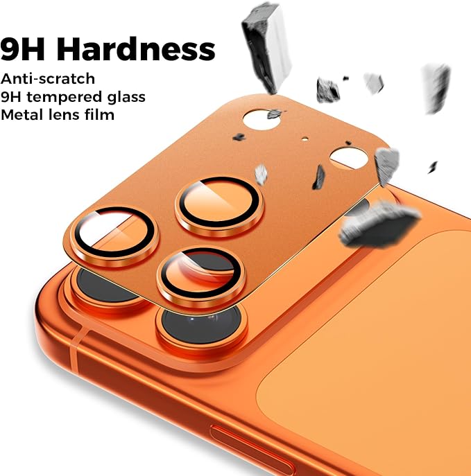 Screen Protector for iPhone 17 Pro 6.3 inch +2 Pack Orange Metal Camera Lens cover Protector - Image 3