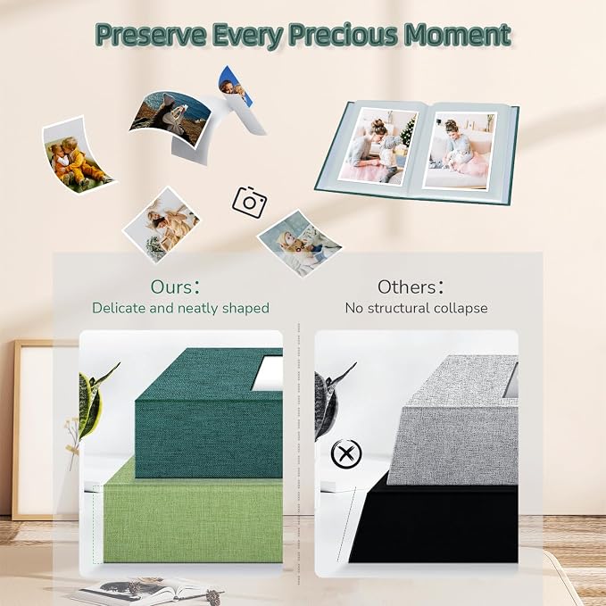 popotop Photo Album 4x6-100 Photos Photo Books with 100 Vertical Pockets,Linen Cover Albums for Family Wedding Anniversary Baby Vacation Pictures - Image 5