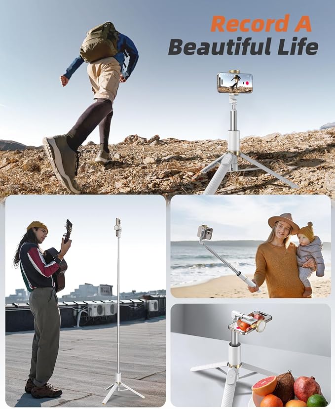 Tripod for iPhone, Selfie Stick with Remote, Stable & Durable Phone Tripod | Portable Travel Cell Phone Stand, Extendable All-in-1 Tripod for Video Recording Compatible with iPhone Android - Image 7