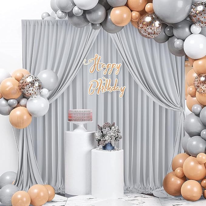 40ft x 10ft Wrinkle Free Silver Backdrop Curtains for Parties, 8 Panels 5x10ft Thick Fabric Silver Backdrop Drapes for Wedding Party Background Birthday Decoration - Image 5