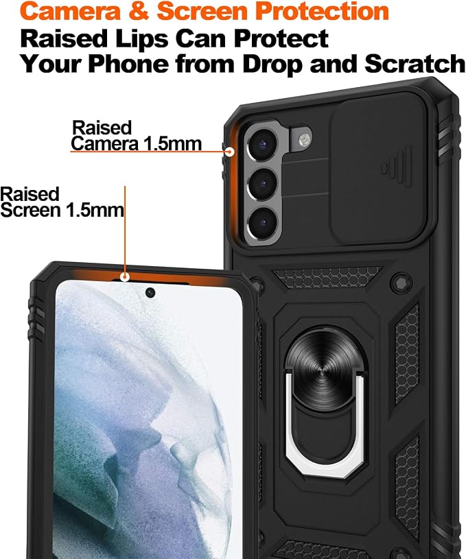 Gritup for Galaxy S21 Phone Case Military-Grade Shockproof with Kickstand | with 2 PCS Screen Protector, Slide Camera Cover, Heavy Duty Outdoor Protection Full Body Funda para Galaxy S 21 Cover-Black - Image 5