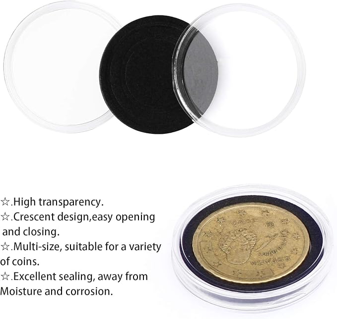 SPLF 100 Pieces 30mm Coin Capsules and 5 Sizes (17/20/25/27/30mm) Protect Gasket Coin Holder Case with Plastic Storage Organizer Box for Collection Supplies - Image 3
