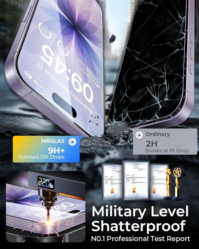 2+2 Pack for iPhone 17 Privacy Screen Protector with Camera Lens Protector | TOP 9H+ Tempered Glass [Zero Bubble][10X Military Protection] Full Edge Coverage, Case Friendly, 17 Tempered Glass 6.3" - Image 5