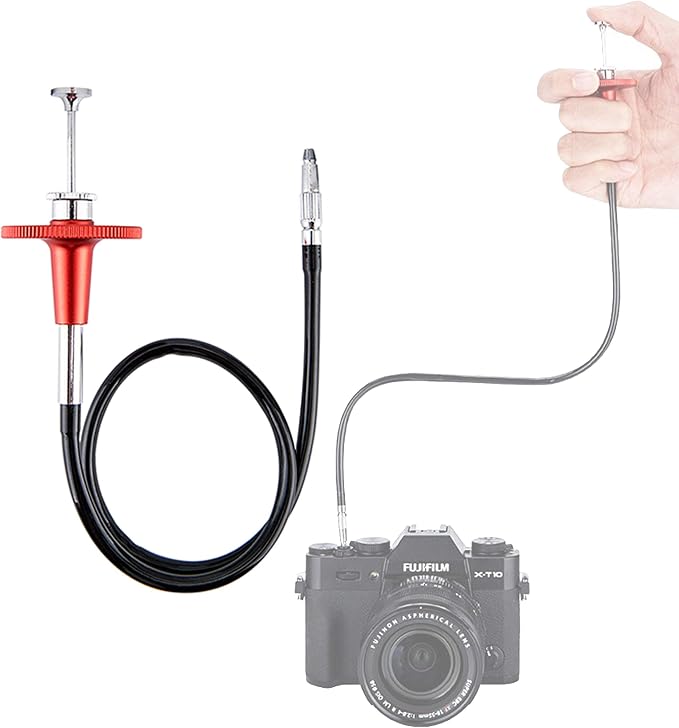 JJC 40cm Red Mechanical Cable Shutter Threaded Release, Bulb-Lock Design for Long Exposure, fits Fuji XT1 XT2 XT3 XT4 X100T Leica M6 M7 M8 Sony RX1 Nikon Df F4 FM2 F3 FE FM3a F80 by Fotasy