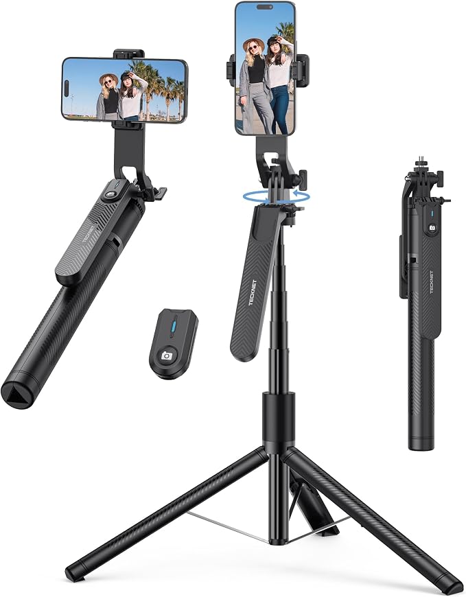 TECKNET 71" Phone Tripod & Selfie Stick, Portable Extendable Cell Phone Tripod Stand with Wireless Remote and Phone Holder, with Wireless Remote Control for iPhone/Samsung/Android/Camera by Tecknet