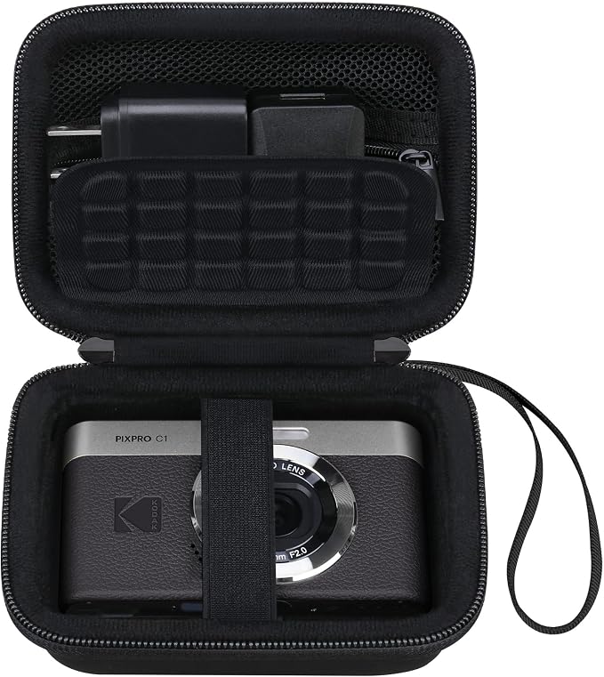 Canboc Carrying Case for KODAK PIXPRO C1 Friendly Zoom Digital Camera | For Canon PowerShot ELPH 360 HS A/ 360 HS/ 360/ IXY 650 Digital Camera, Mesh Pocket fit Cable, SD Card, Black (Case Only) by Canboc