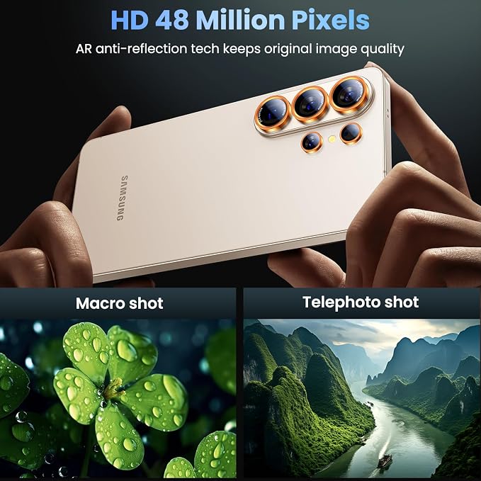 Uyiton for Samsung Galaxy S26 Ultra Camera Lens Protector, Unique Design | Case-Friendly, Not Easy to Break, Military-Grade Sapphire Glass with Aluminum Metal Rear Camera Screen Cover, Orange - Image 2