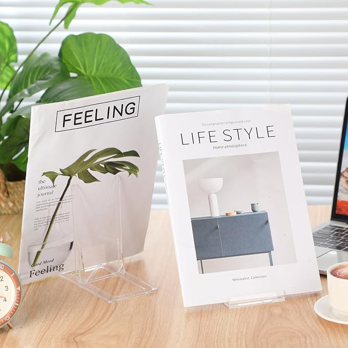 24 Pack Acrylic Book Stand for Display Adjustable, 5.91in H | Clear Display Holder Easel Collector Stand for Home Office, Back to School Comic Album CD Magazine Postcard Artworks - Image 3