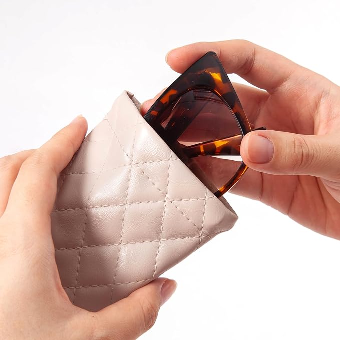 TRIUMPH VISION Eyeglass Case Glasses Case Soft Sunglass Pouch Sleeve 3 Pack | Slim Lightweight Alternative to Bulky Case, Leather Lined Protect Lens, Squeeze Easy to Use, Stylish Portable for Daily Use - Image 3