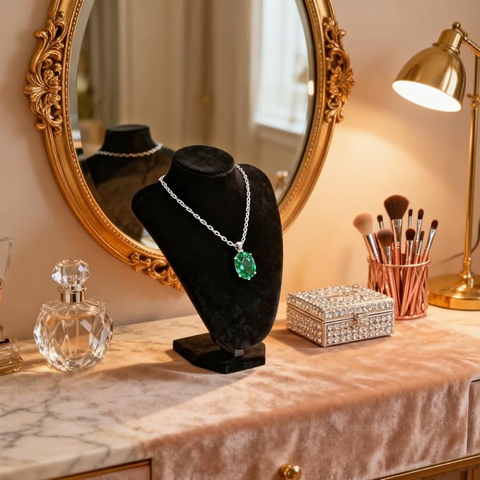 TENINYU Professional 3D Necklace Display Stand, Black Velvet Jewelry Bust Holder, 8.5 Inch Chain Organizer Tower for Home Display (Black) - Image 5