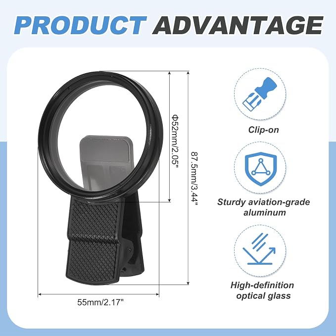 PATIKIL 52mm Phone Camera Lens, Clip-On Soft White Filter Circular Polarizing Lens for Most Smart Phones and DSLR Cameras, White - Image 2