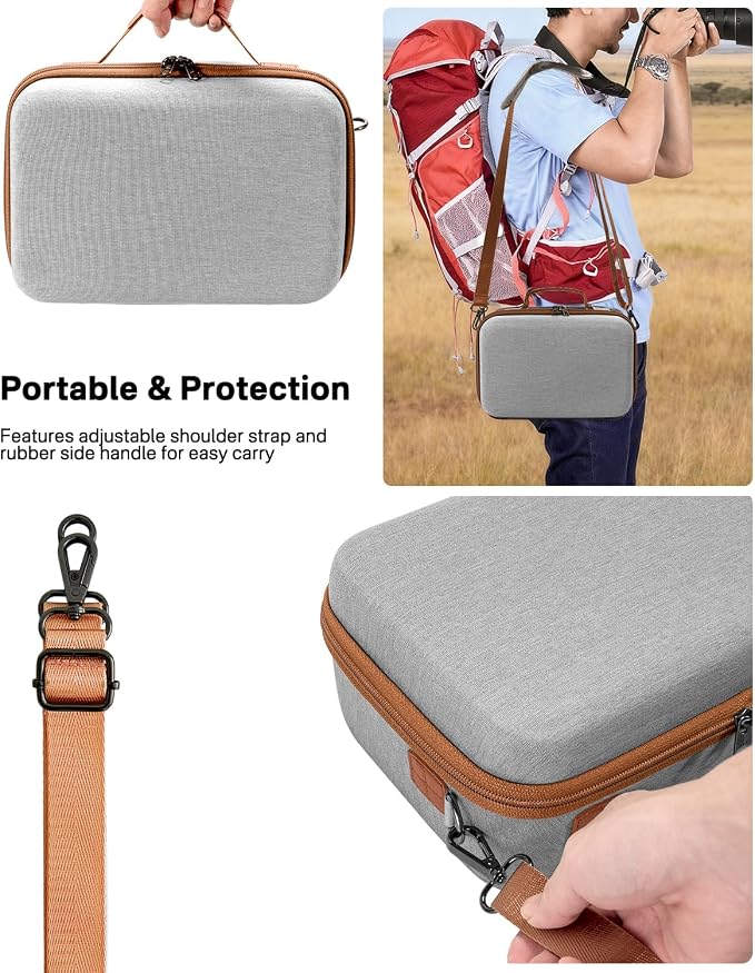 RAIACE Hard Carrying Case Compatible with Canon EOS Rebel T7/ T100/ T6/ R100/ R50/ R5/ R7/ R8, for Sony, for Nikon Camera. Large Capacity Camera Bag for Lens, Cables, Cards and Accessories. - Gray - Image 6