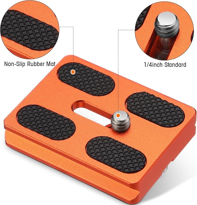 Frienda Quick Release Plate Tripod 1/4-20 DSLR,Pu50,Orange | Tripod Mount Plate, Camera Tripod Mount for DSLR Camera Tripod Ball Head , Metal, 1.9 x 1.5 x 0.4 Inch - Image 4