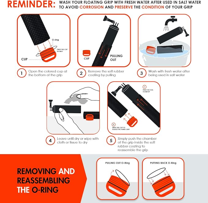 Floating Hand Grip Waterproof Monopod for GoPro Hero 13 12 11 10 9 8 7 6 5 | Compatible With Insta360 Hero Session Handler & Handle Mount Accessories Kit for Water Sport & Action Cameras (Rose Red) - Image 9