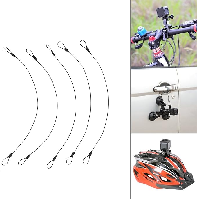 SIOTI Steel Tether Lanyard, Wirerope, 5PCs Pack, 24in Compatible for Hero 1~10, Action Camera and Other Applicable Equipment (24in) - Image 4