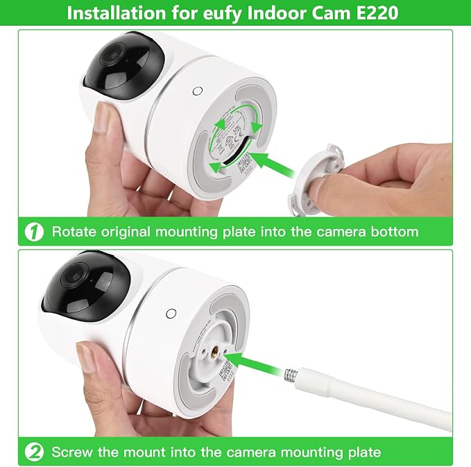 wochel 2Pack Security Camera Mount for eufy Solocam S220/C210, eufyCam 2C/2C Pro, 3/S330, 3C/S300 Security Camera and Other Cameras with 1/4 Threaded Hole, Sturdy Flexible Clip Mount Without Tools - Image 8