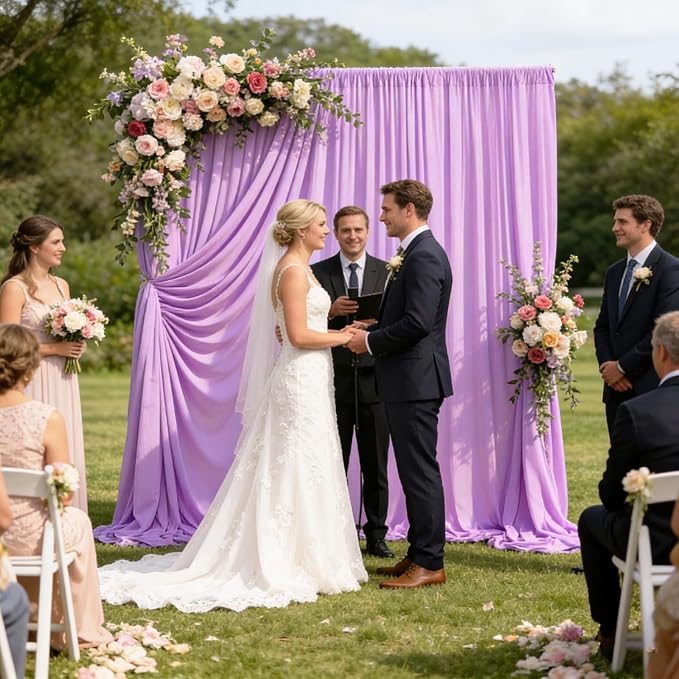 10ft x 10ft Light Purple Backdrop Curtains for Parties, Polyester Fabric Backdrop Drapes with Rod Pockets for Weddings, Birthday, Halloween, Photography, Christmas Party Background Curtain, 2 Panels - Image 4