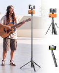 LISEN 67" Selfie Stick Tripod with Remote for Content Creators | Content creator essentials: 67" phone tripod with remote for iPhone & Android, 0.01s auto-open vlog/live stream/video kit by Lisen