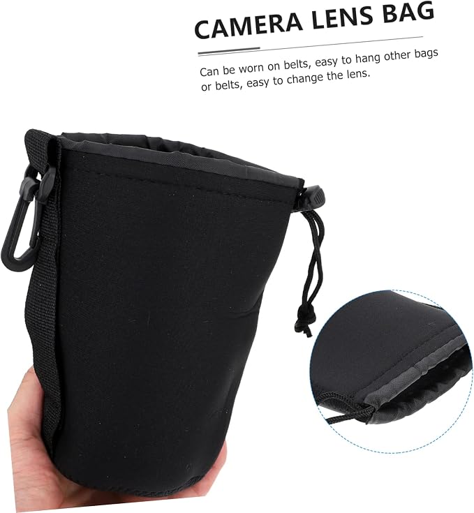 SHOWERORO Camera Lens Bag 2Pcs Neoprene Padded Lens Pouch with Drawstring Protective Case for Dslr Lenses 5.5 X 3.7 X 3.7 Inch Compact Storage - Image 9
