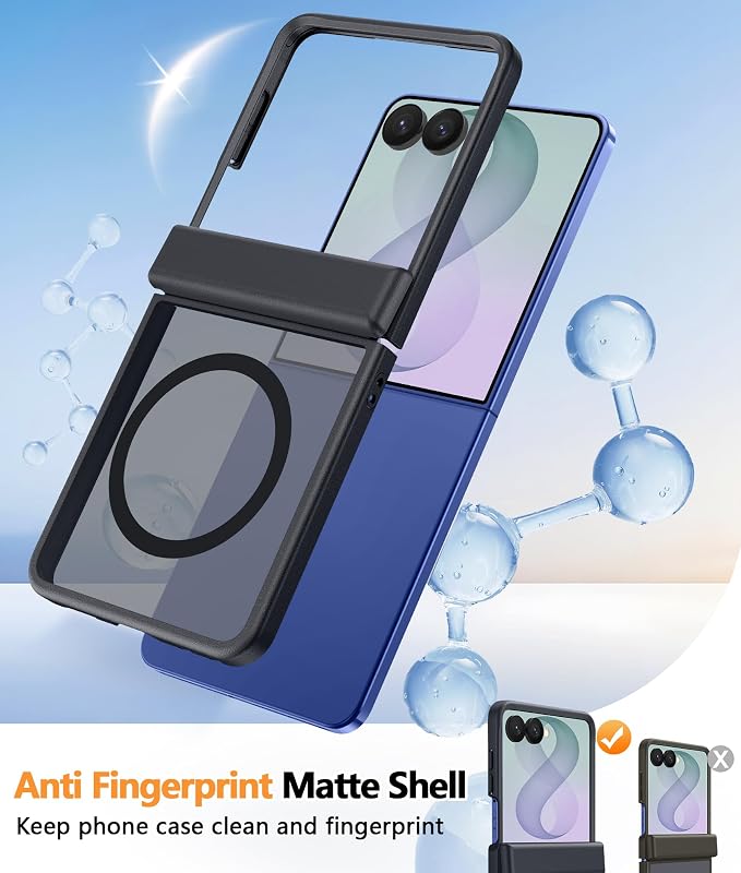 FNTCASE for Samsung Galaxy Z Flip 8 Case, Fit for Magsafe, Screen Protector | Hinge Protection, Translucent Matte, 18FT Military Grade Drop Proof, Protective Phone Cover, Black - Image 4