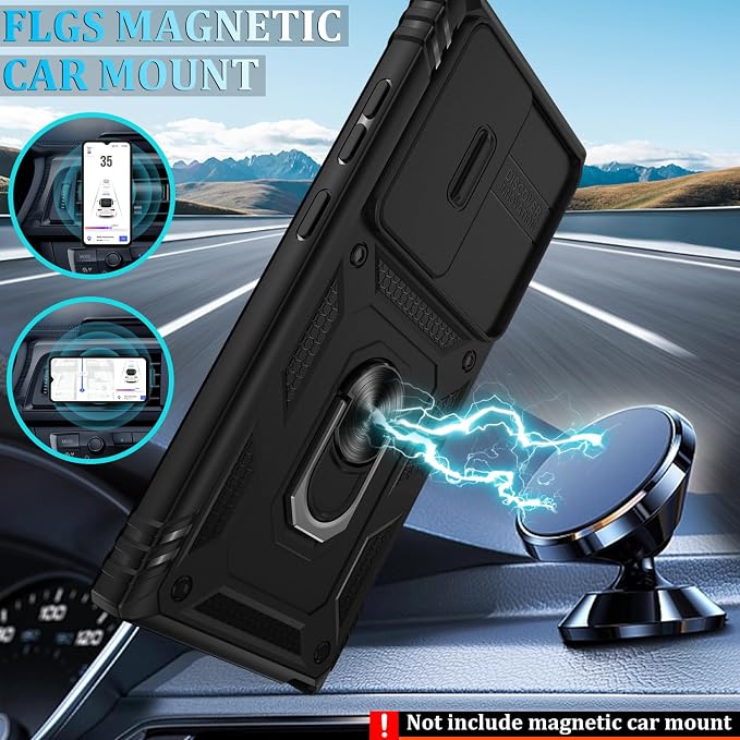 Gritup for S24 Ultra Case: Samsung Galaxy S24 Ultra Case with 2*Screen Protector | Magnetic Stand & Slide Camera Cover | Shock Proof Military-Grade Funda para S 24 Ultra Cover -Black - Image 6