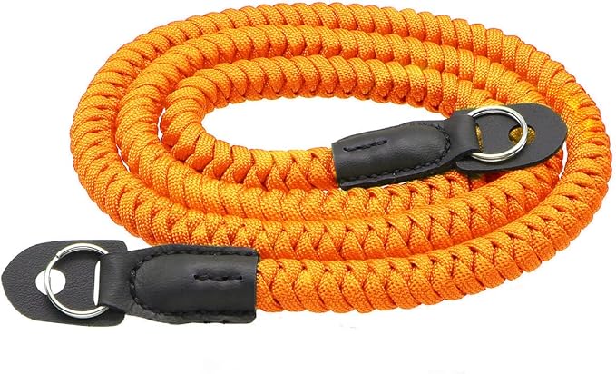 Paracord Woven Camera Neck Shoulder Strap Belt Hand Compatible with Canon Nikon Sony Olympus Pentax Fujifilm Panasonic SLR DSLR Digital Mirrorless Cameras 42inch Orange by HITHUT