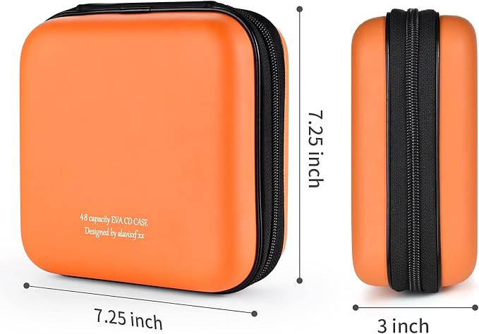 alavisxf xx CD Case, 48 Capacity Protective Zipper Disc Wallet for Car | EVA Shock-resistant, Lightweight Portable, DVD Blu-ray Storage Organizer, Scratch-Resistant Sleeves, for Home Office Travel - Image 4
