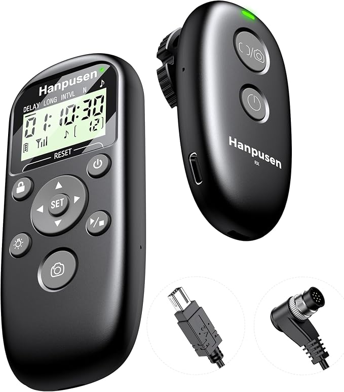 for Nikon Camera Rechargeable Wireless Intervalometer Shutter Release | Time-Lapse & Bulb Exposure Interval Timer Remote Control with OLED Display for Nikon Z8/Z6 III/D7500/D850/Z5/Z6/Z6II/Z9/P1100 by HANPUSEN